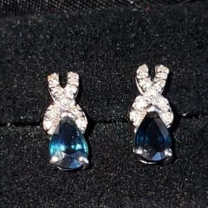 14k sapphire and diamond earrings